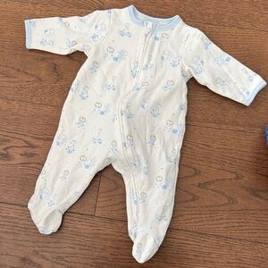 Little Me Blue and Cream Kids Footie